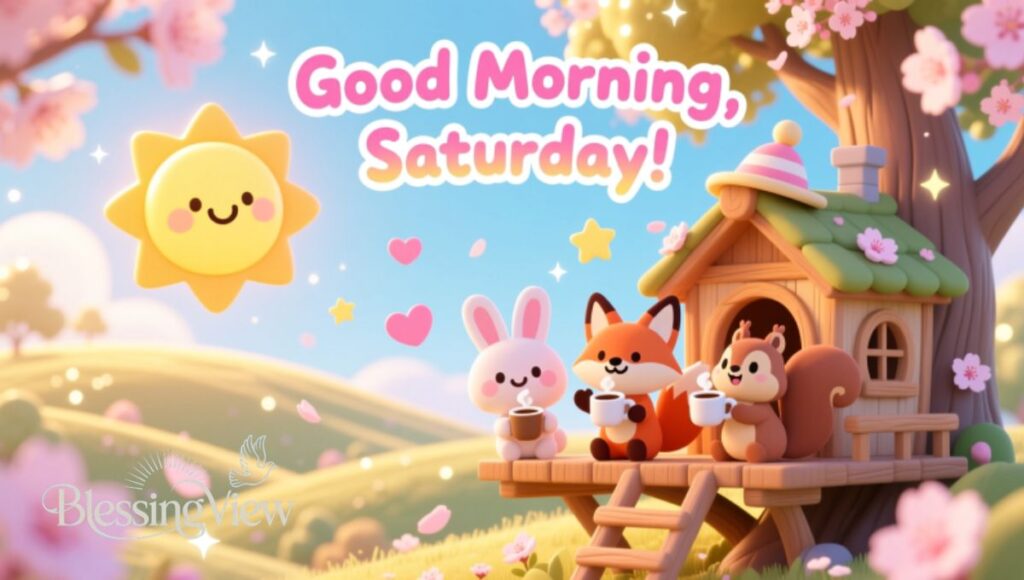 Cute and Joyful Good Morning Saturday Greetings